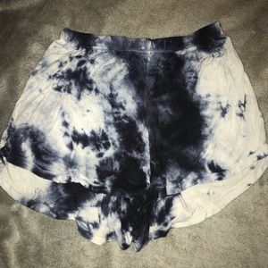 Tie dye bleach wash flowy shorts